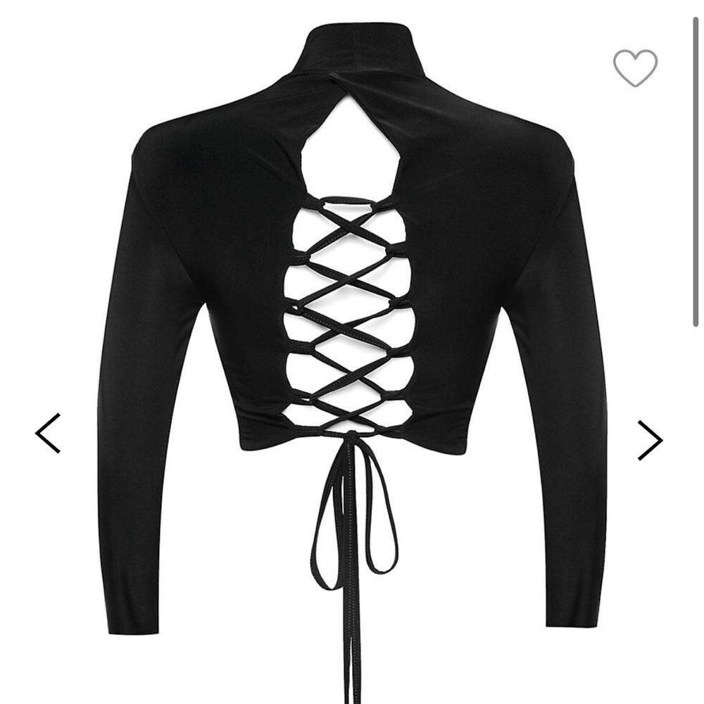 NWT cropped black high neck lace-up top